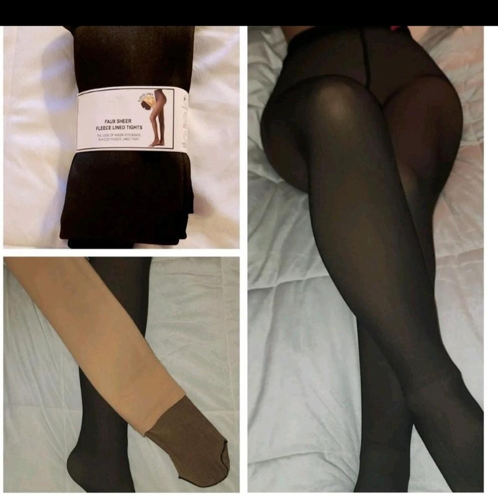 Faux Sheer Fleece Lined Tights